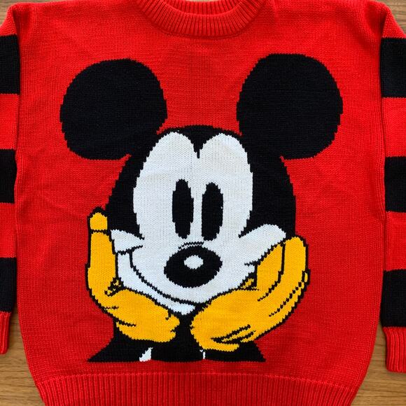 Vintage Red Mickey Face Crewneck Sweater ~ Medium Mickey and Co - Picture 12 of 13